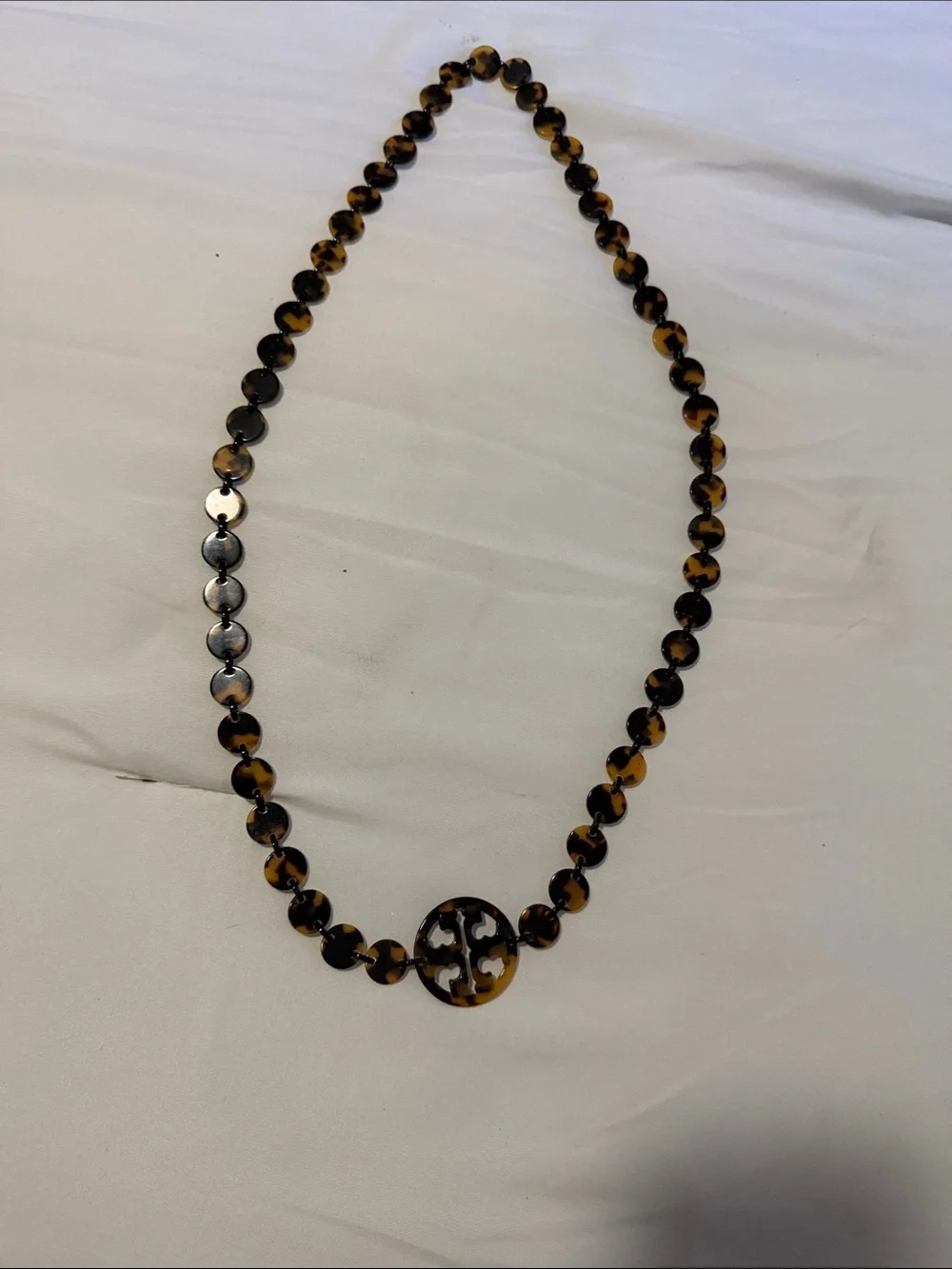 Tory Burch Tortoise Logo Disc Necklace - Brown/Black